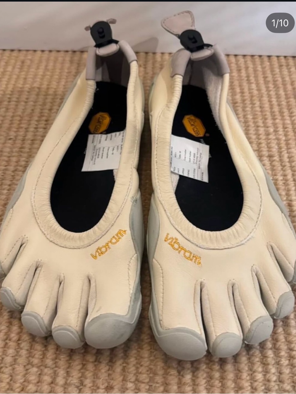 ISO Vibram FiveFingers Cream and Light Gray Minimalist Toe Shoes